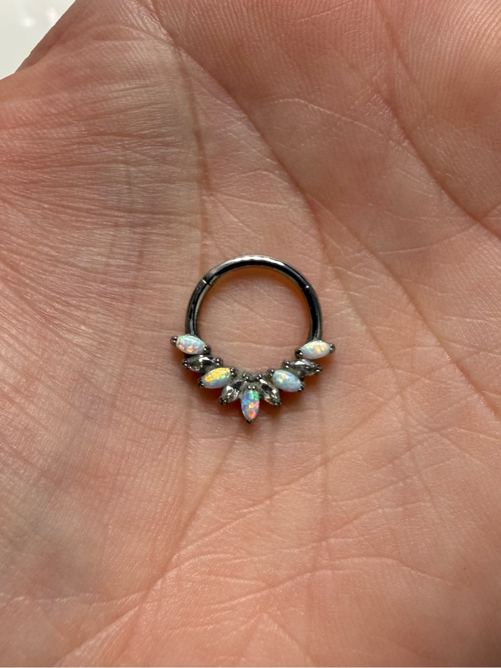 Opal Marquise 9 Gel Hinged Hoop - 16g 3/8 Diameter